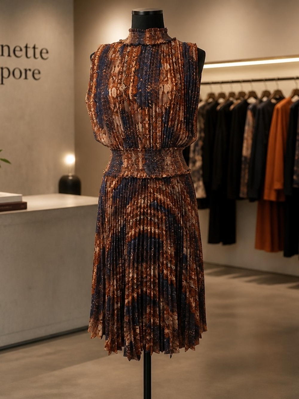 Nanette Lepore Snake Print Multicolor Pleated Flair Sleeveless Dress Size 12